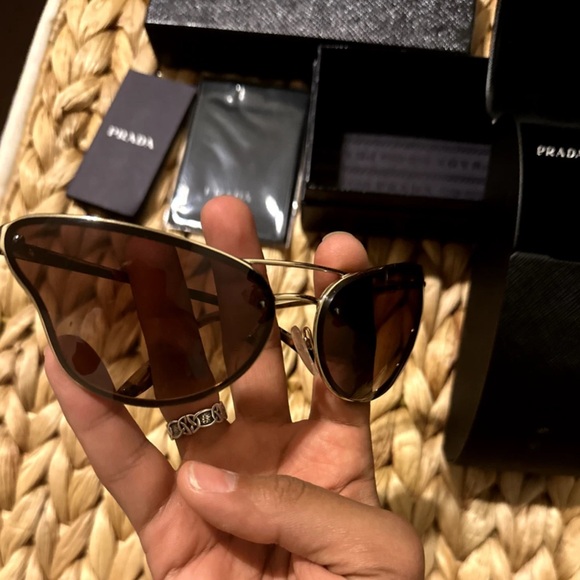 Prada Accessories - Prada Women's Gold and Black Sunglasses